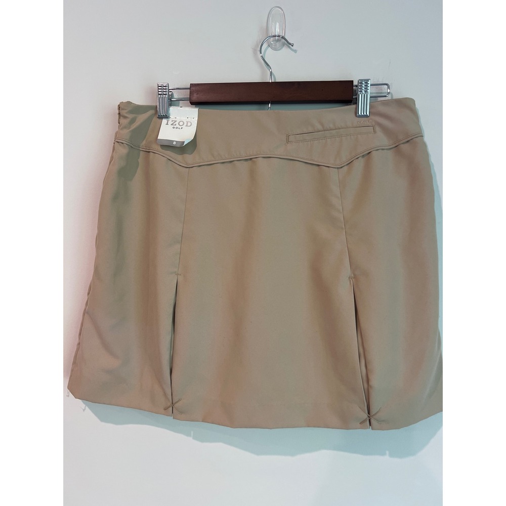 IZOD Women's Golf Pickleball Athletic Skort Sand Tan Side Zip  NWT Size 8 - Picture 2 of 9